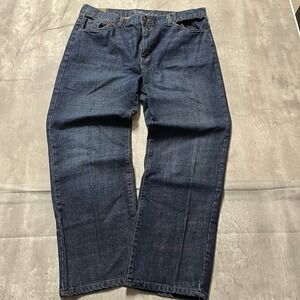 Chaps Jeans Mens 38x30 Blue Denim Slim Straight Mid Rise Dark Wash Pockets